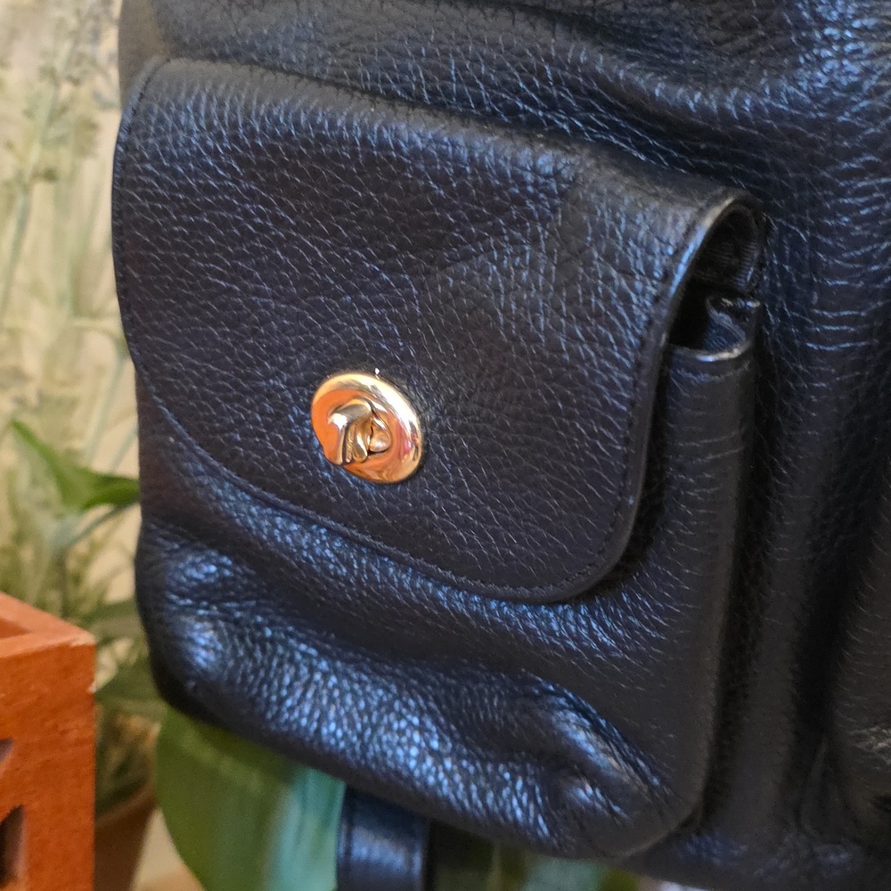 Coach Black Pebble Leather Backpack Gold Toned Hardware # 29008 EUC - Picture 2 of 9